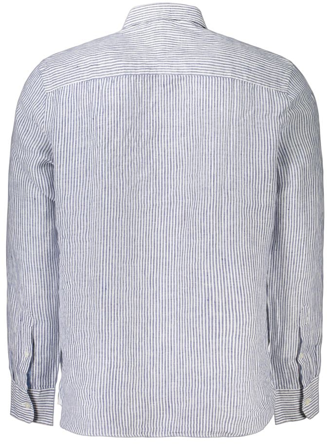North Sails Blue Linen Men's Shirt Blauw