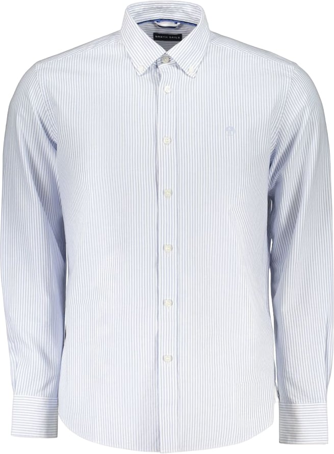 North Sails Azzurro Cotton Men Shirt with Long Sleeves and Button-Down Collar Blauw