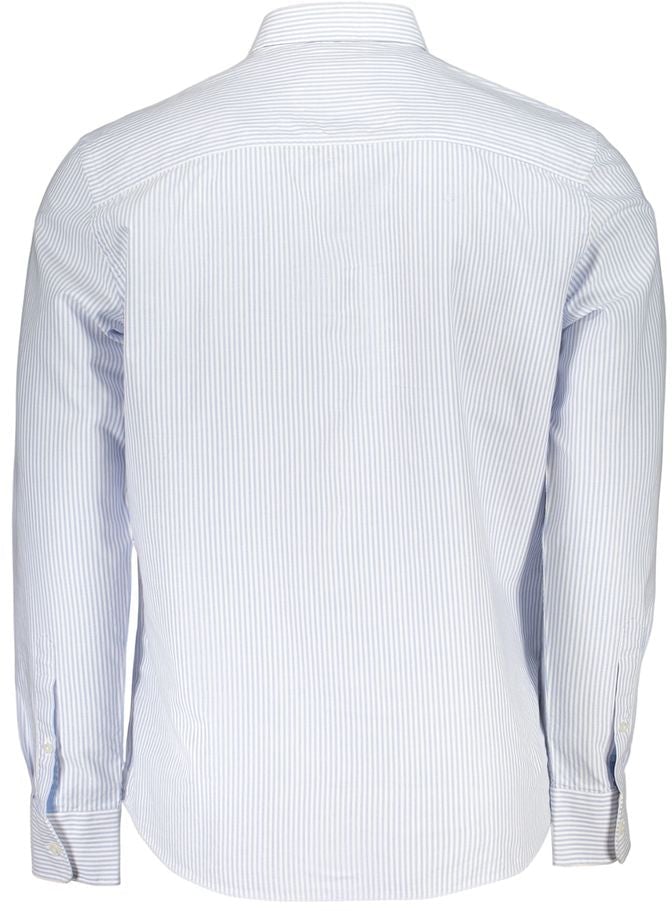 North Sails Azzurro Cotton Men Shirt with Long Sleeves and Button-Down Collar Blauw