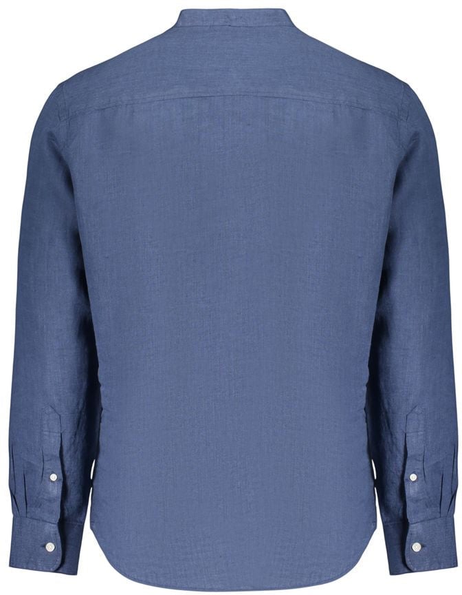 North Sails Blue Linen Mens Shirt Blauw