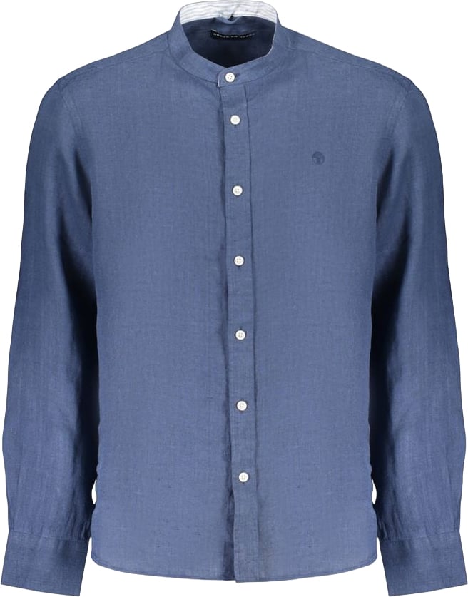 North Sails Blue Linen Mens Shirt Blauw