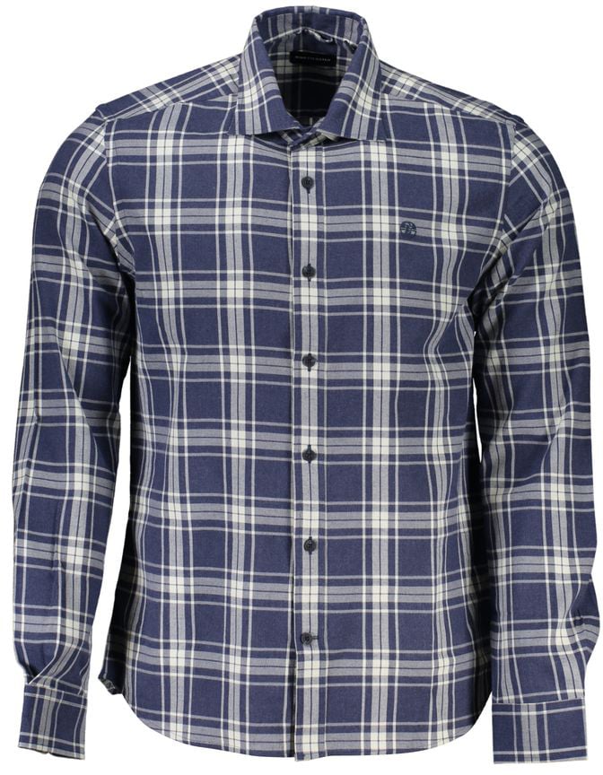 North Sails Blue Cotton Men Shirt Blauw