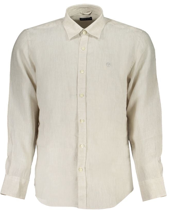North Sails Beige Linen Men Shirt Beige