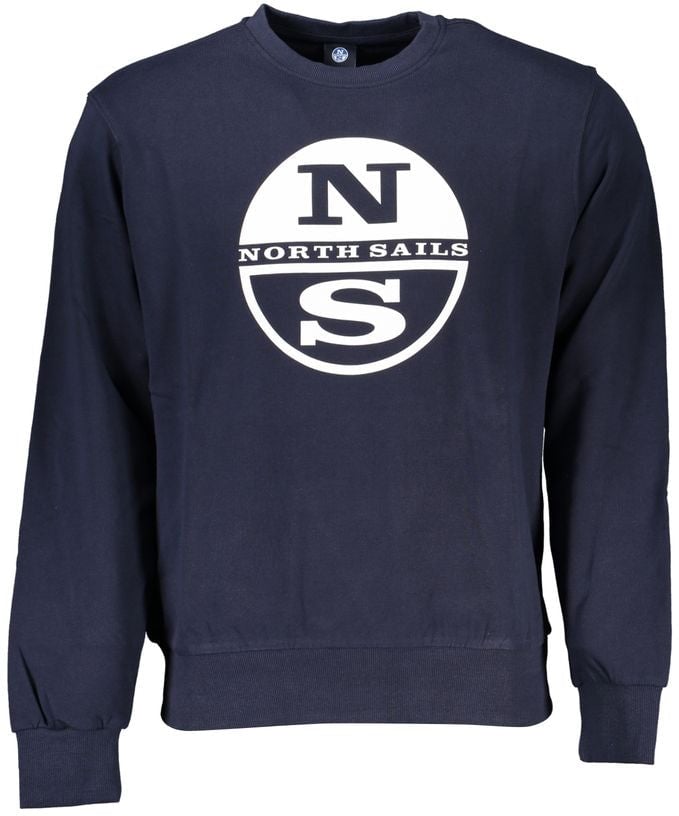North Sails Blue Cotton Men Sweater Blauw