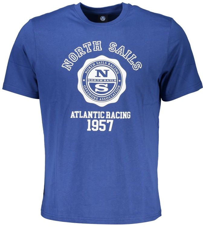 North Sails Blue Cotton Men T-Shirt Blauw