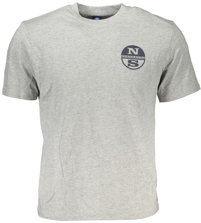 North Sails Gray Cotton Men T-Shirt Grijs