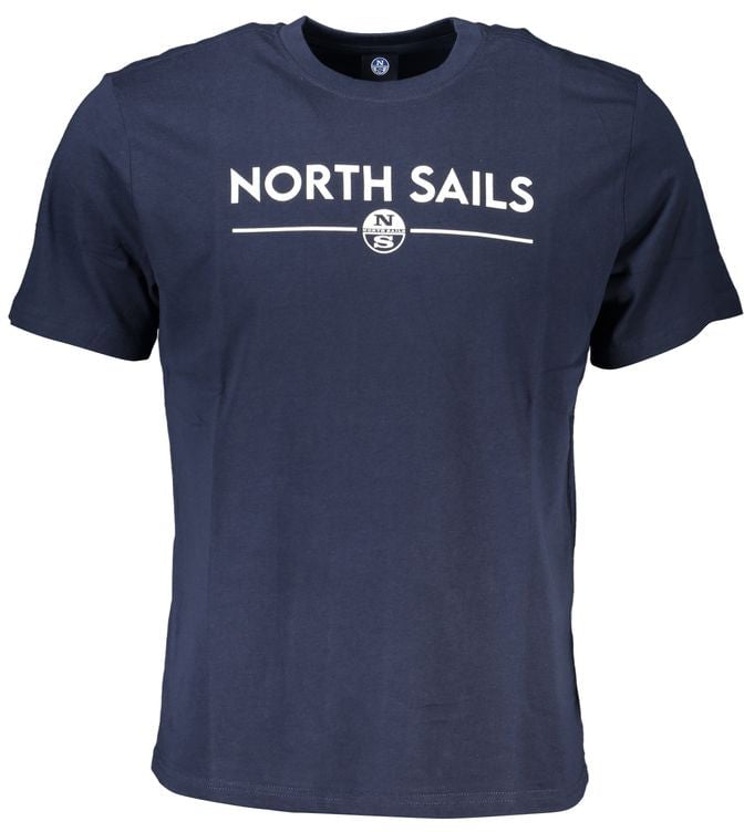North Sails North Sails Blue Cotton Men T-Shirt Blauw