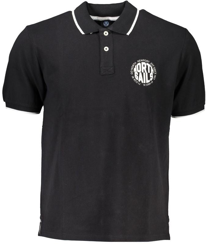 North Sails Black Cotton Men Polo Shirt Zwart