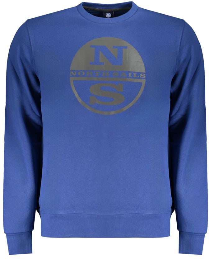 North Sails Blue Cotton Men Sweater Blauw