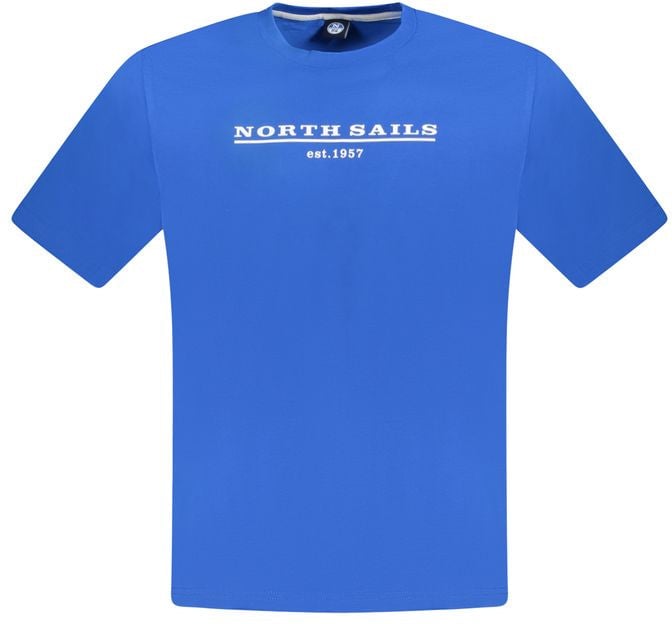 North Sails Blue Cotton Men T-Shirt Blauw