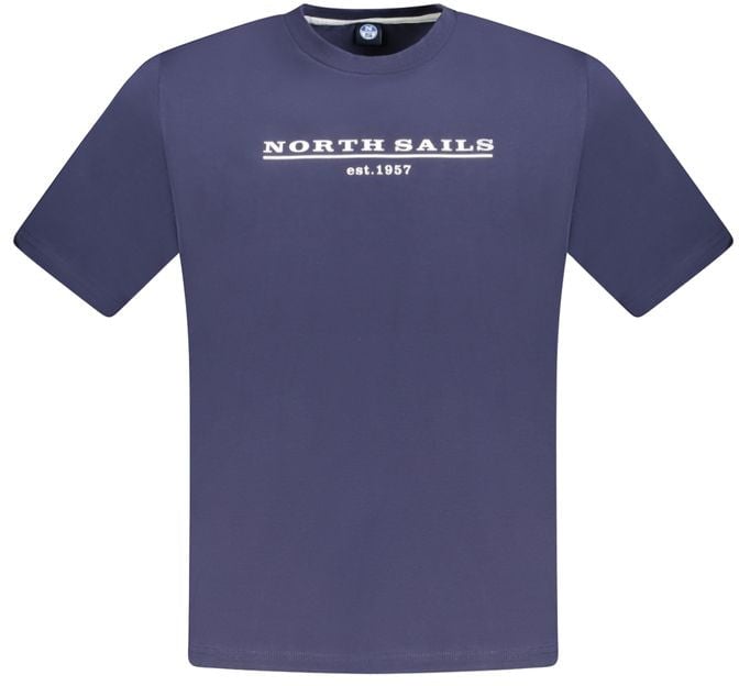 North Sails Blue Cotton Men T-Shirt Blauw