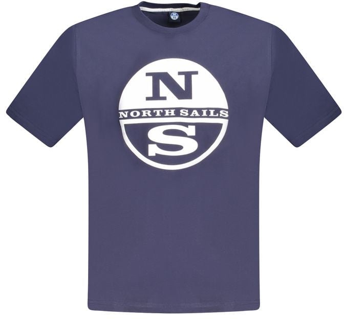 North Sails North Sails Blue Cotton Men T-Shirt Blauw