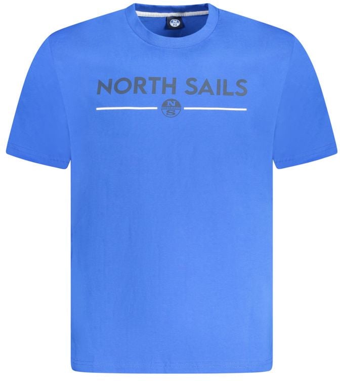 North Sails Blue Cotton Men T-Shirt Blauw