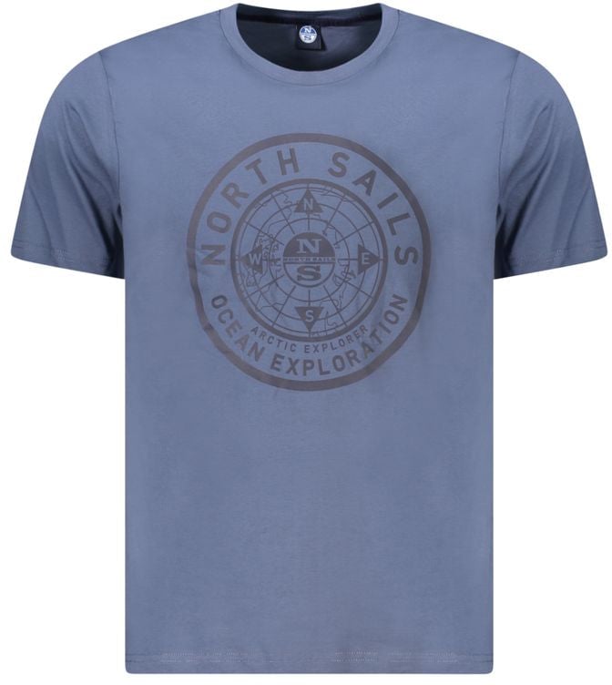 North Sails Blue Cotton Men T-Shirt Blauw