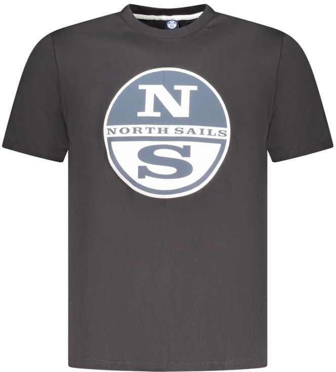 North Sails North Sails Black Cotton Men's T-Shirt Zwart
