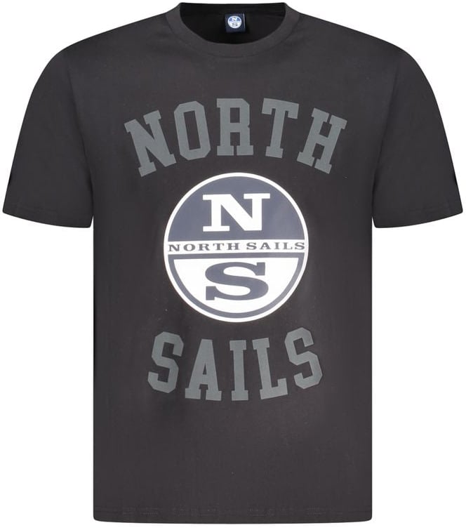 North Sails Black Cotton Men T-Shirt Zwart