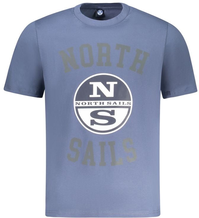 North Sails Blue Cotton Men T-Shirt Blauw