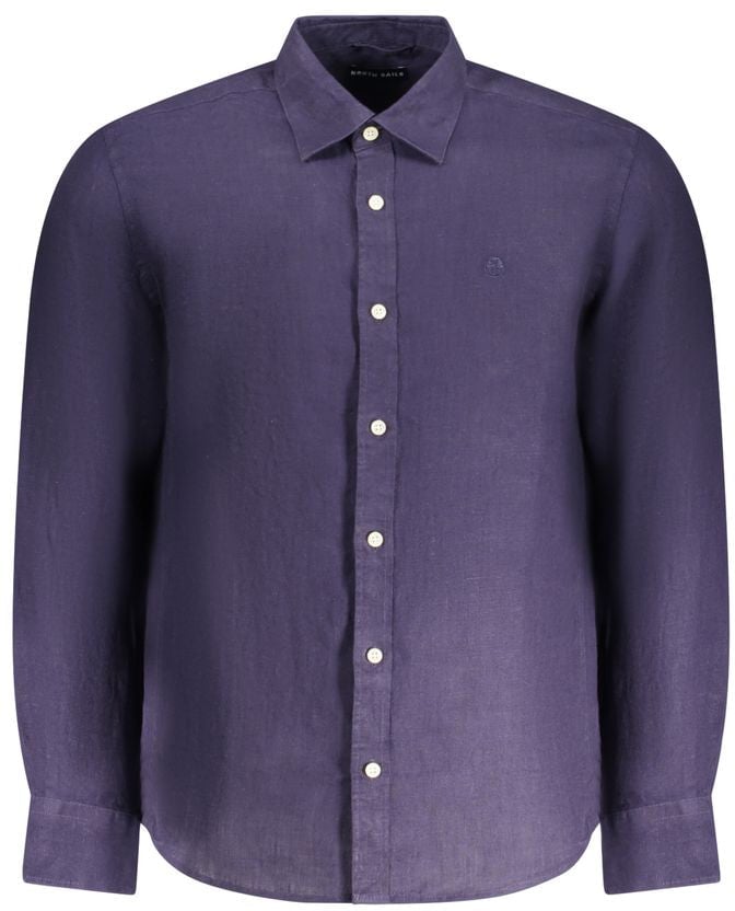 North Sails Blu Linen Men Shirt Blauw