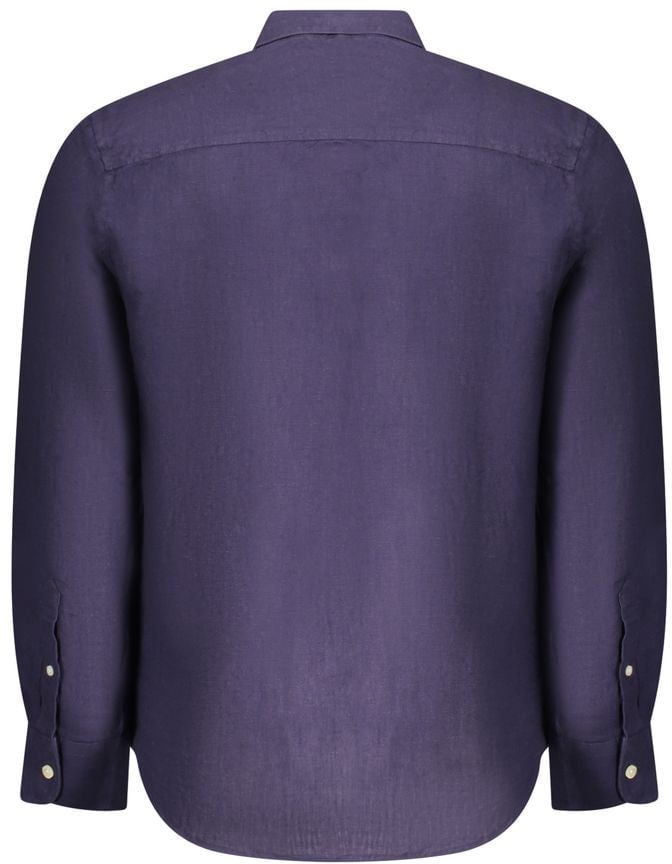 North Sails Blu Linen Men Shirt Blauw