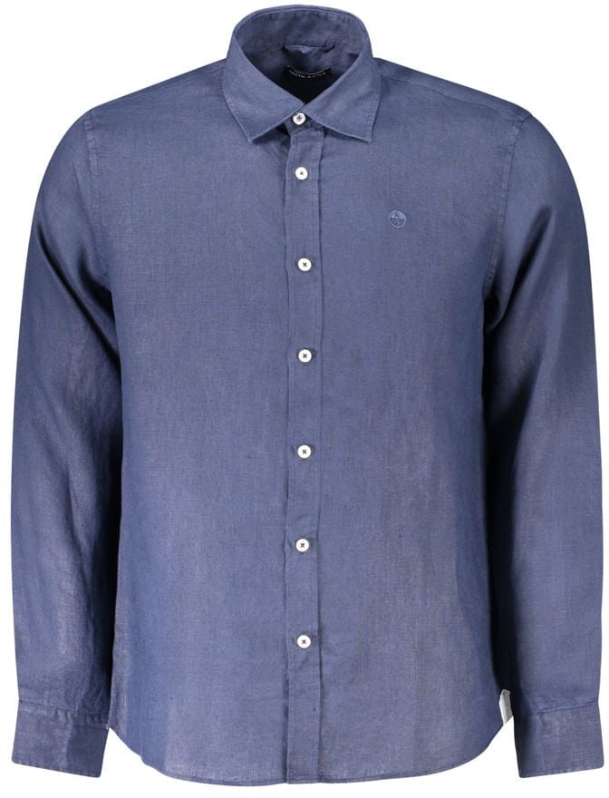 North Sails Blu Linen Men Shirt Blauw