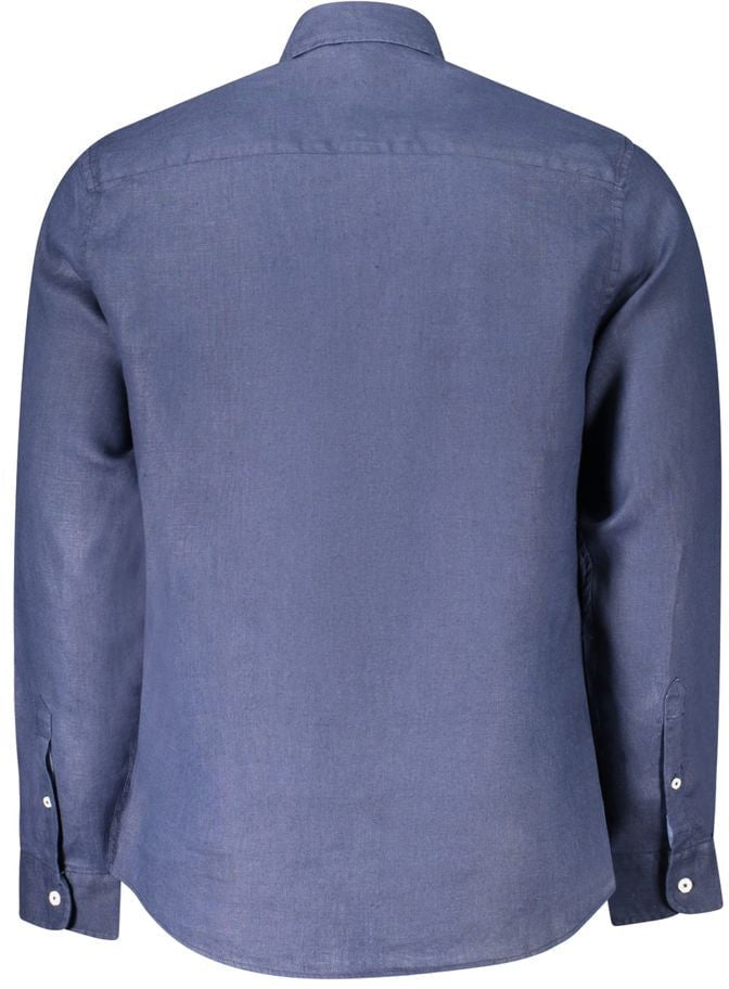 North Sails Blu Linen Men Shirt Blauw