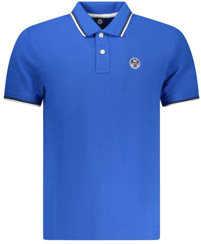 North Sails Blue Cotton Men Polo Shirt Blauw