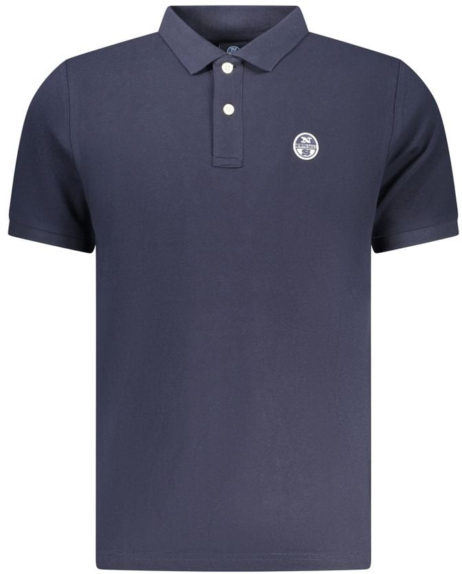 North Sails Blue Cotton Men Polo Shirt Blauw