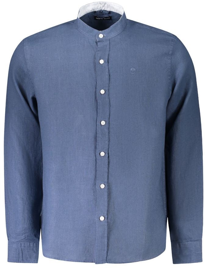 North Sails Blu Linen Men Shirt Blauw