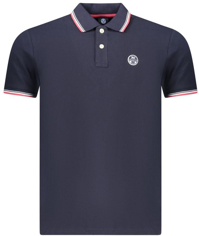 North Sails Blue Cotton Men Polo Shirt Blauw