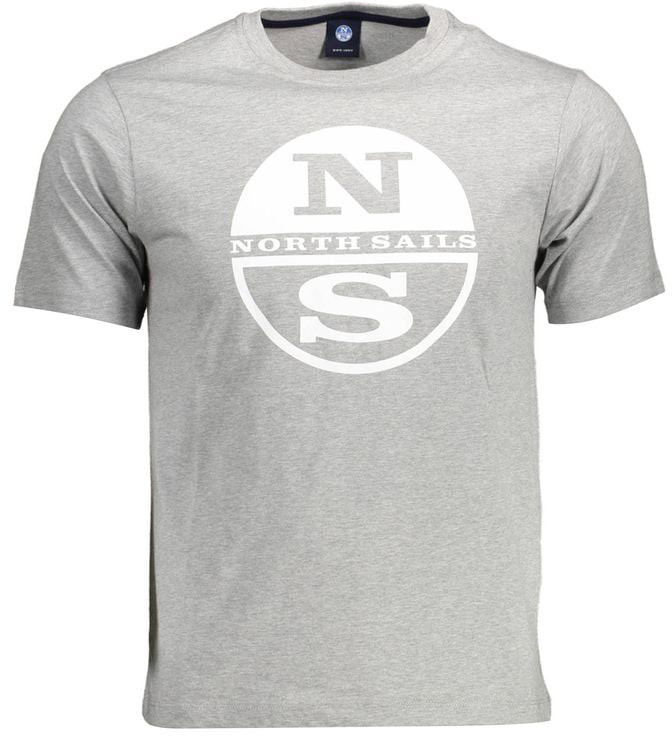North Sails Gray Cotton Men T-Shirt Zwart