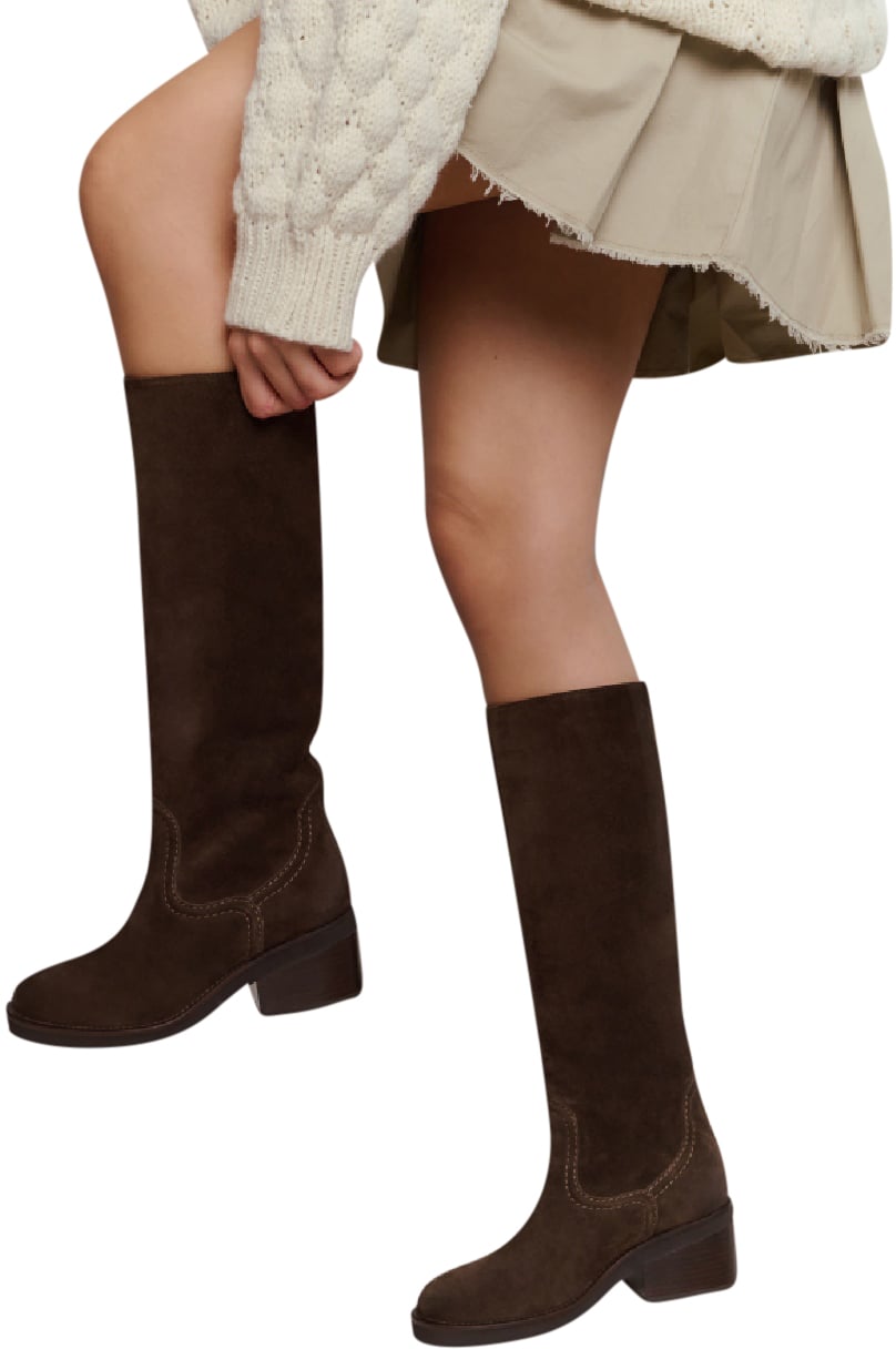 Nubikk Cassy Boot | Donkerbruin Suède Boots voor Dames Bruin