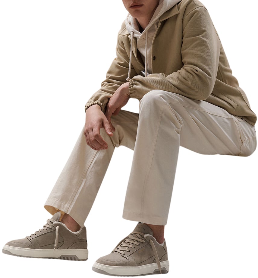 Nubikk Basket Court Fur | Taupe Sneakers voor Heren Taupe
