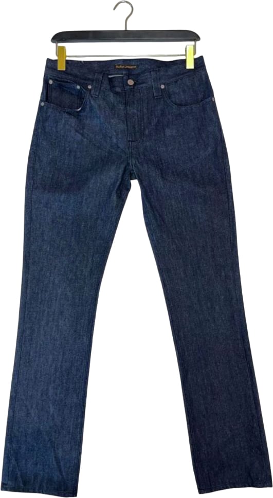 Nudie Jeans Blue Cotton Men Jeans Blauw