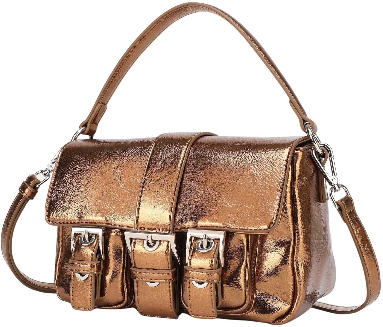 Nunoo Honey Buckle Recycled Cool Bronze-Schoudertas Beige