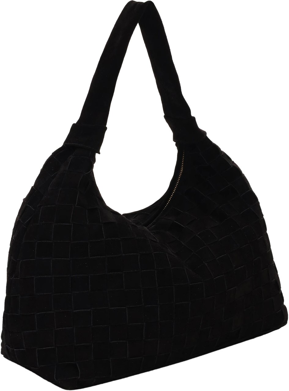Nunoo Big Dandy Braided Suede Black w. Gold Zwart