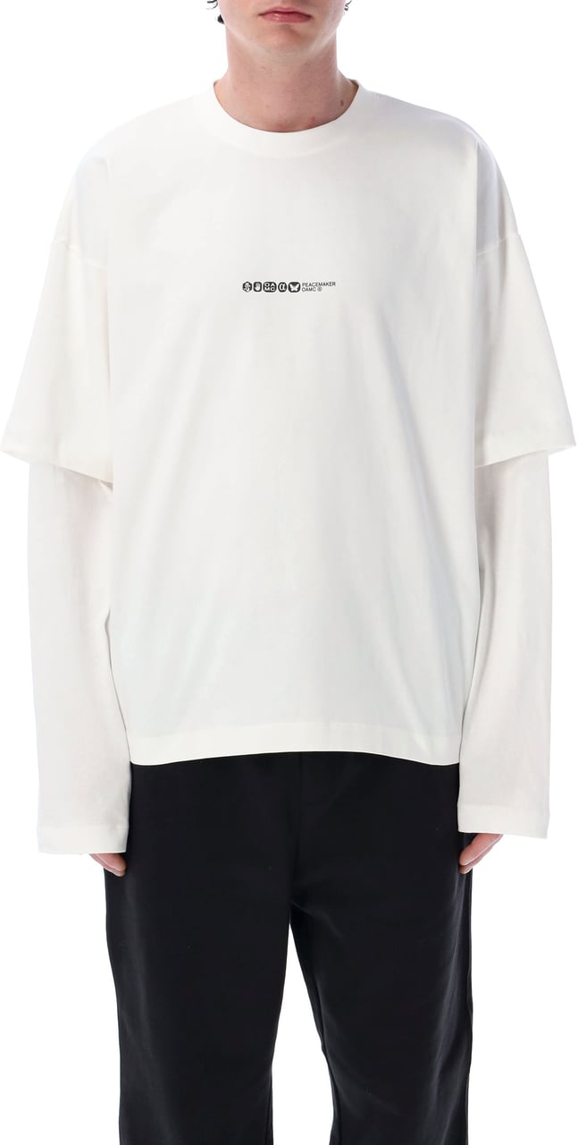 OAMC Peacemaker Painted L/S Tee Bianco Wit
