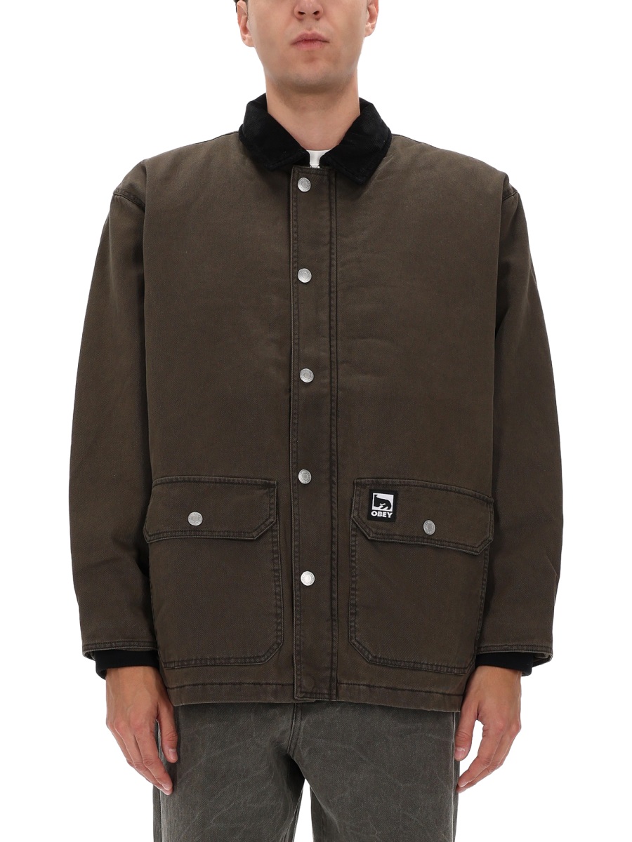 Obey Dark Brown Norton Barn Cotton Coat Zwart