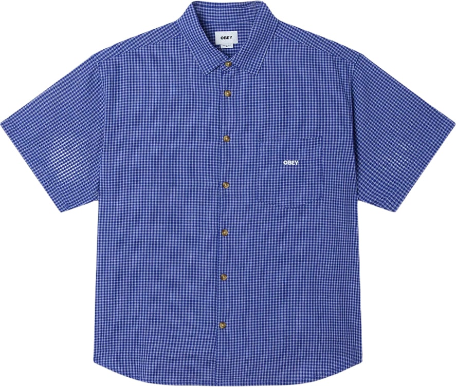 Obey Camicia Bigwig Frank Woven Surf Blu Blauw