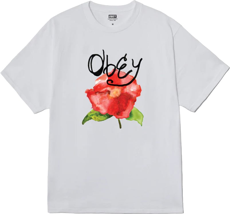 Obey T-Shirt Watercolor Poppy Bianca Wit