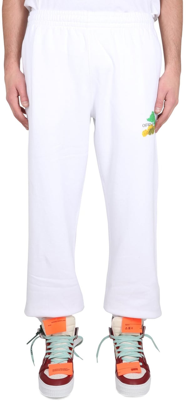 Off-White Cotton Logo Sweatpants Wit