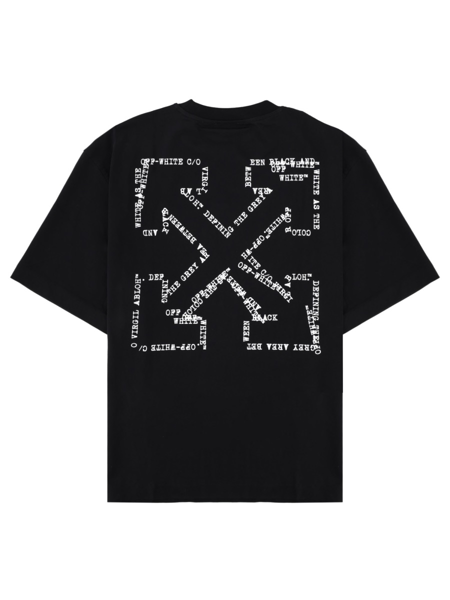 OFF-WHITE Black Abstract Graphic Cotton T-Shirt Zwart
