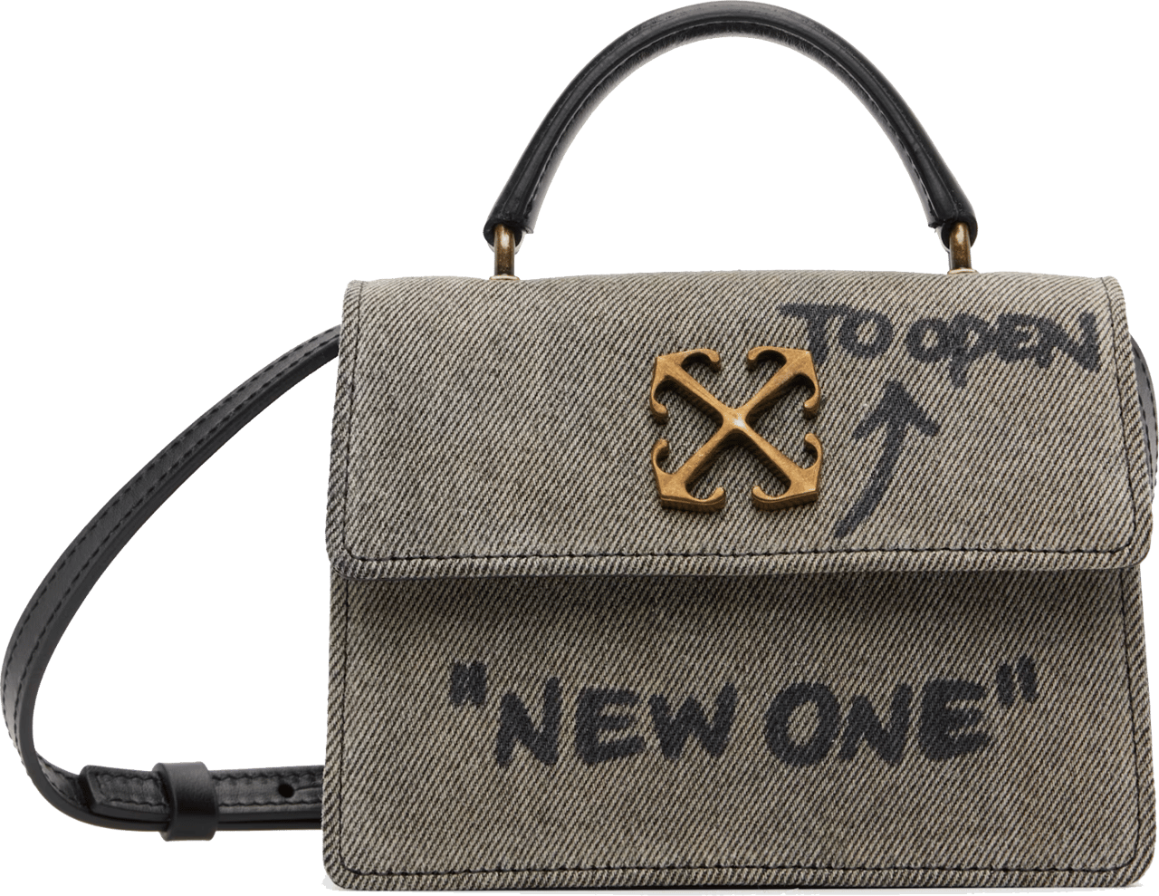 OFF-WHITE Off White Jitney 1.4 Top Handle Denim Dirty Black Zwart