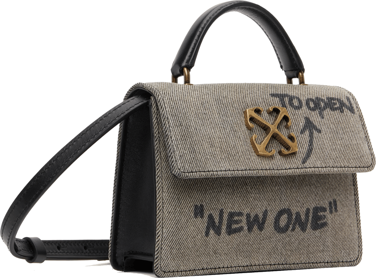 OFF-WHITE Off White Jitney 1.4 Top Handle Denim Dirty Black Zwart