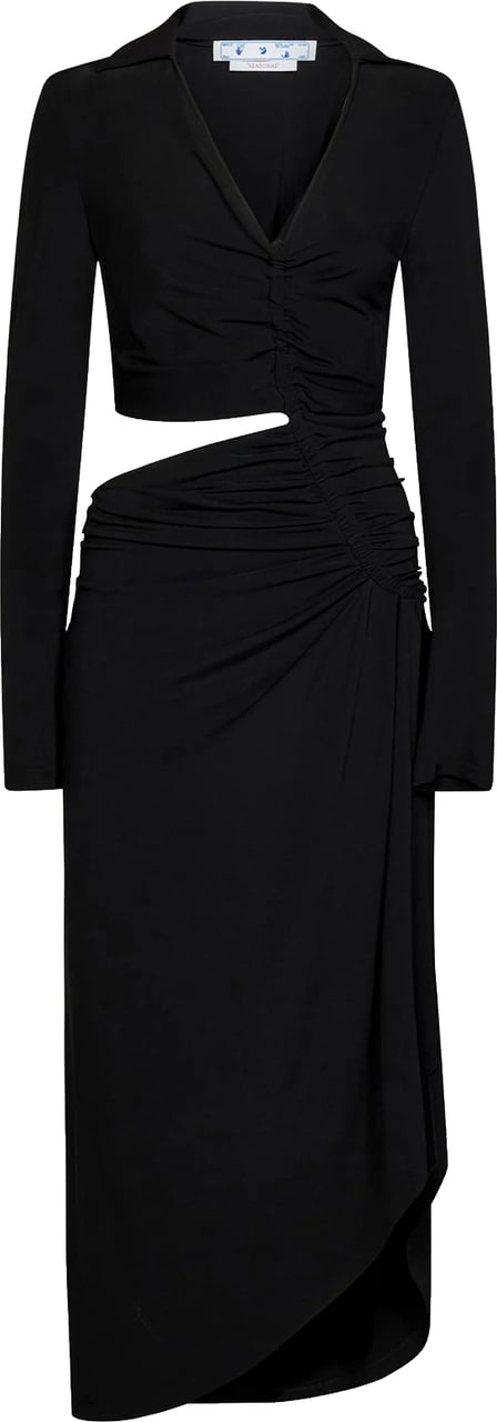 Off-White Cut-Out Midi Dress Zwart