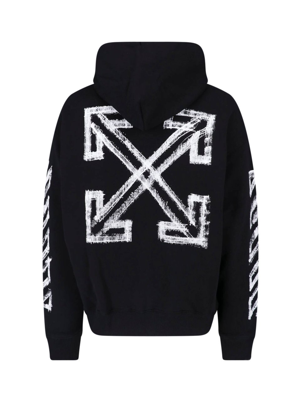 OFF-WHITE Motion Arrow Skate Black Cotton Hoodie with Distinctive Graphic Prints Zwart