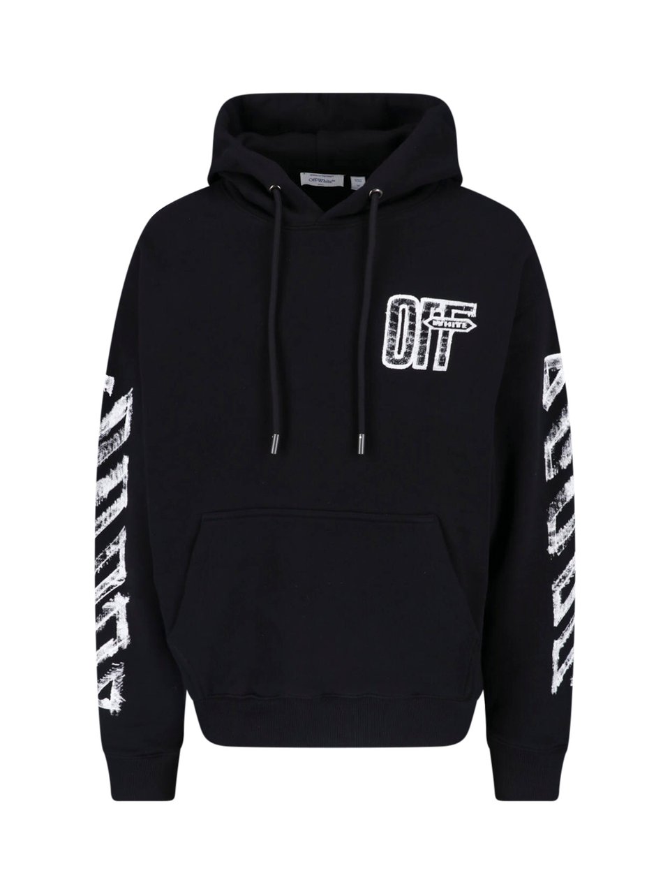 OFF-WHITE Motion Arrow Skate Black Cotton Hoodie with Distinctive Graphic Prints Zwart