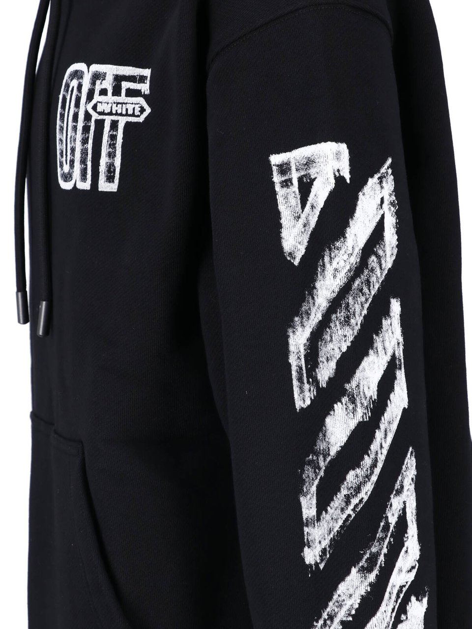OFF-WHITE Motion Arrow Skate Black Cotton Hoodie with Distinctive Graphic Prints Zwart