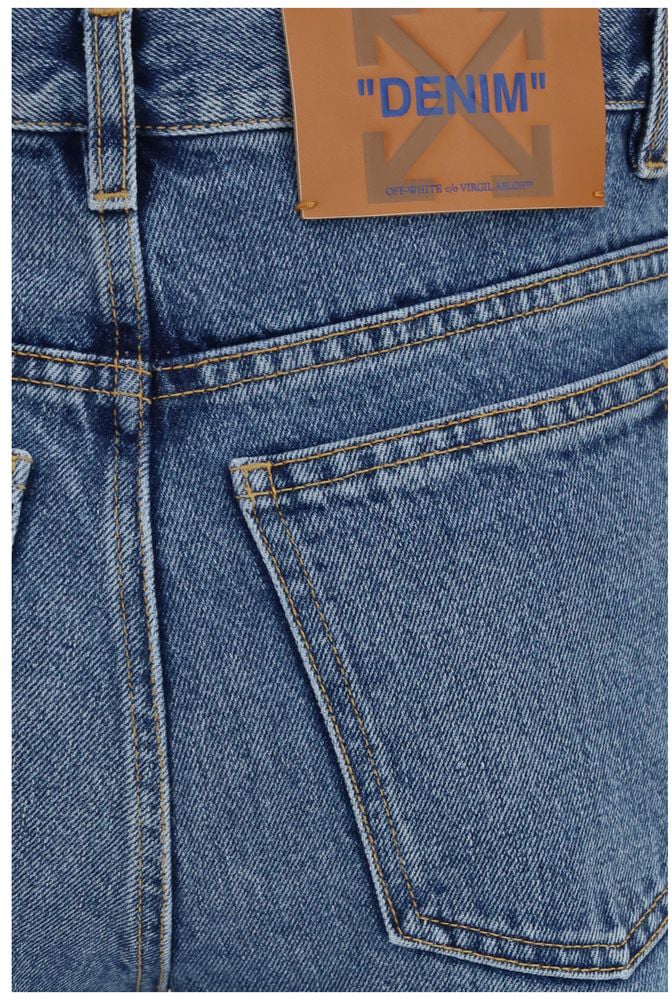 Off-White Blue Cotton Straight-Leg Jeans Divers