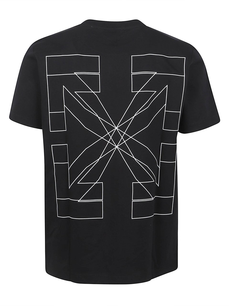 OFF-WHITE Graphic Black T-Shirt with Intricate Line Design Zwart