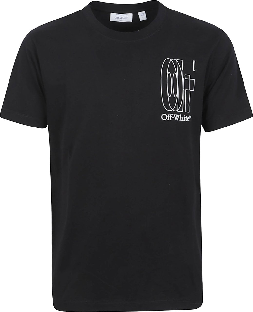 OFF-WHITE Graphic Black T-Shirt with Intricate Line Design Zwart